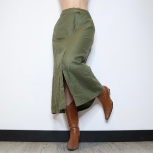 Green Linen Maxi Skirt (Small)