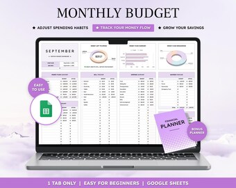 Budget Spreadsheet for Google Sheets | Monthly Budget Planner & Expense Tracker | Simple Digital Budget Template Download