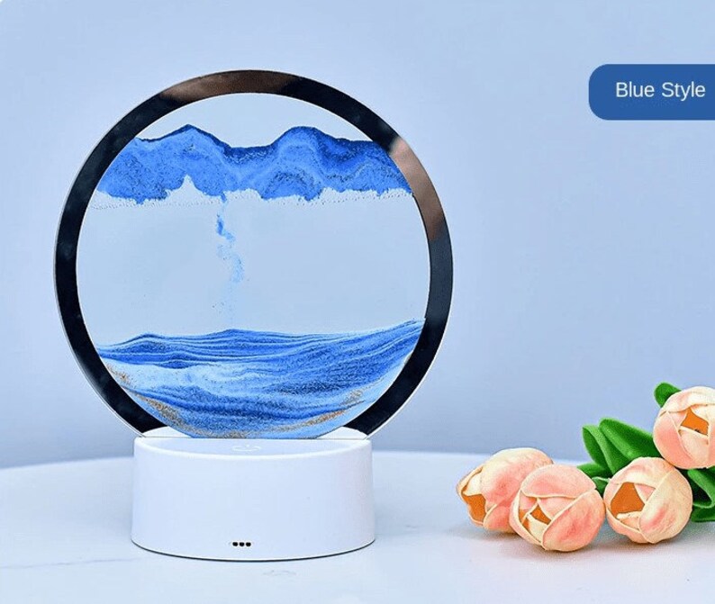 Moving Sand Art Sculpture LED Equipped Hourglass Etsy