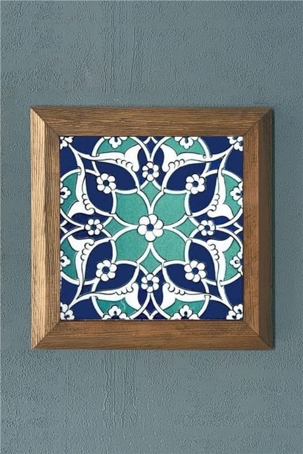 3 Piece Tile Wall Art Turkish Tile Wall Decor Wooden Framed Etsy