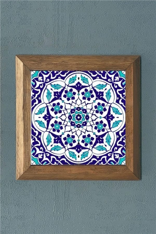 3 Piece Tile Wall Art Turkish Tile Wall Decor Wooden Framed Etsy