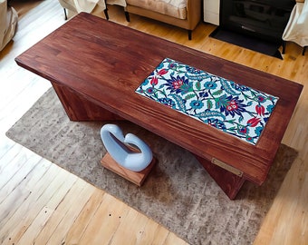 Modern Tiled Wooden Coffee Table,Rustic Coffee Table,Unique Furniture and decor,Low Coffee Table