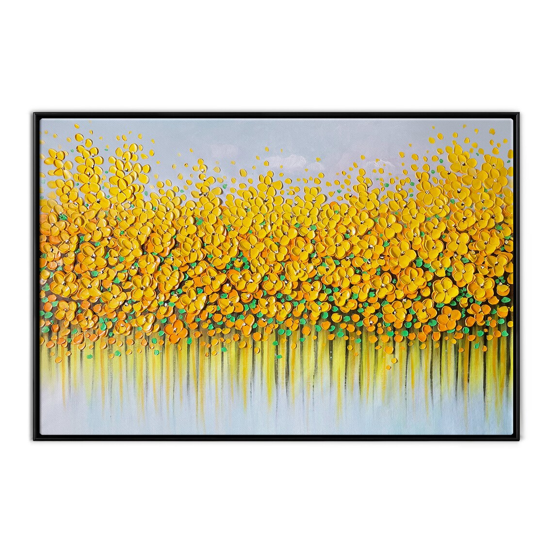 Golden Lilies Flower Wall Art Original Painting Canvas Wall Art Flower Painting Modern Home
