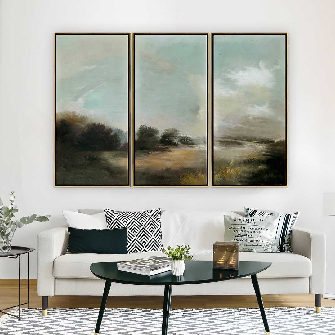 Set of 3 Wall Art Abstract Painting Vertical Wall Art Canvas Art Oil ...