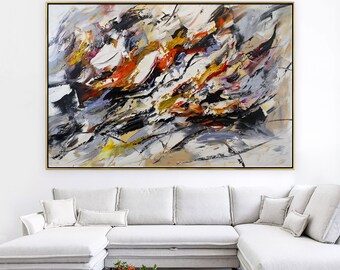 Canvas Painting Colorful Wall Art Abstract Landscape Painting - Oil Painting Unique Home Decor - Original Painting Canvas Art Home Decor