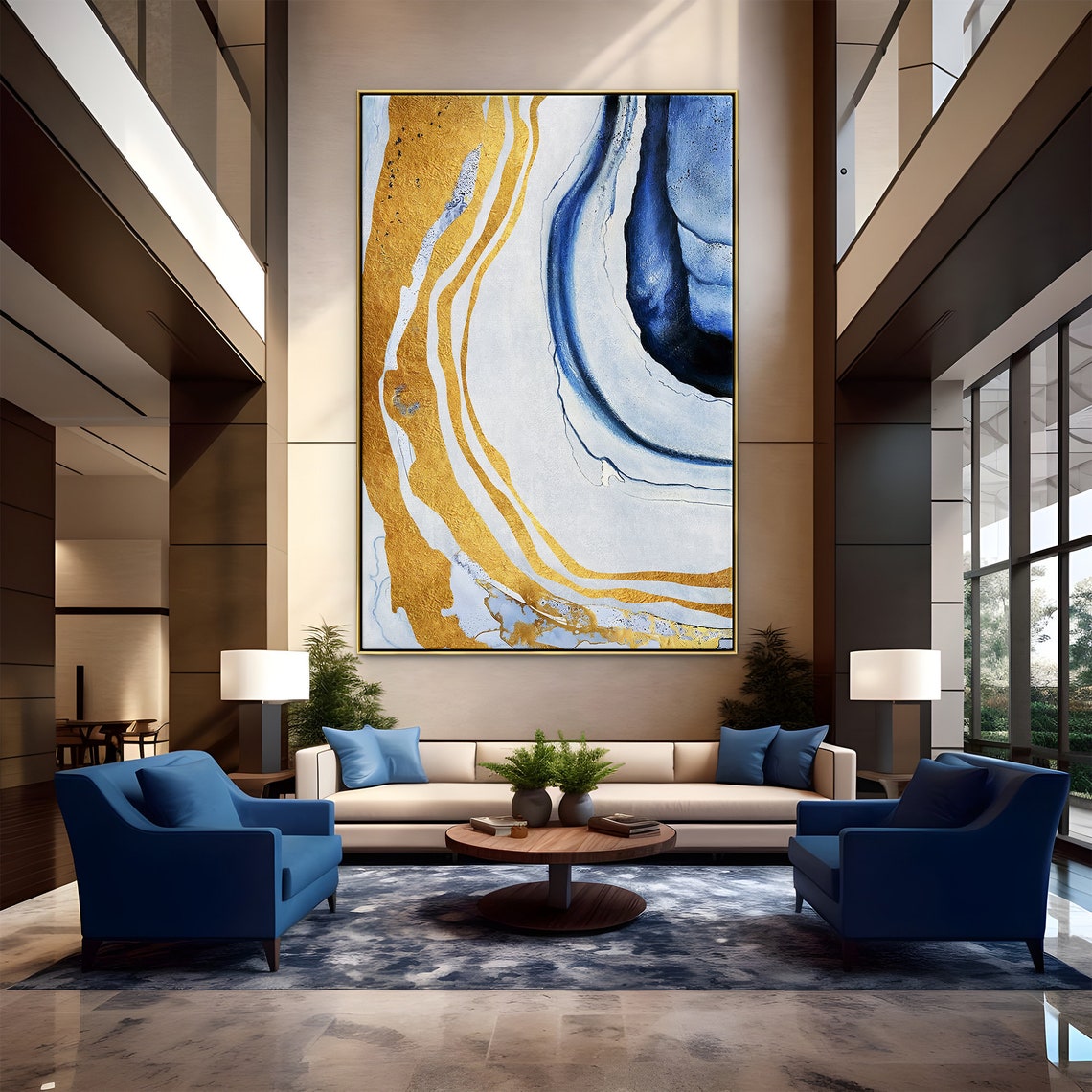 Abstract Painting Framed Wall Art Office Wall Decor Handmade Painting