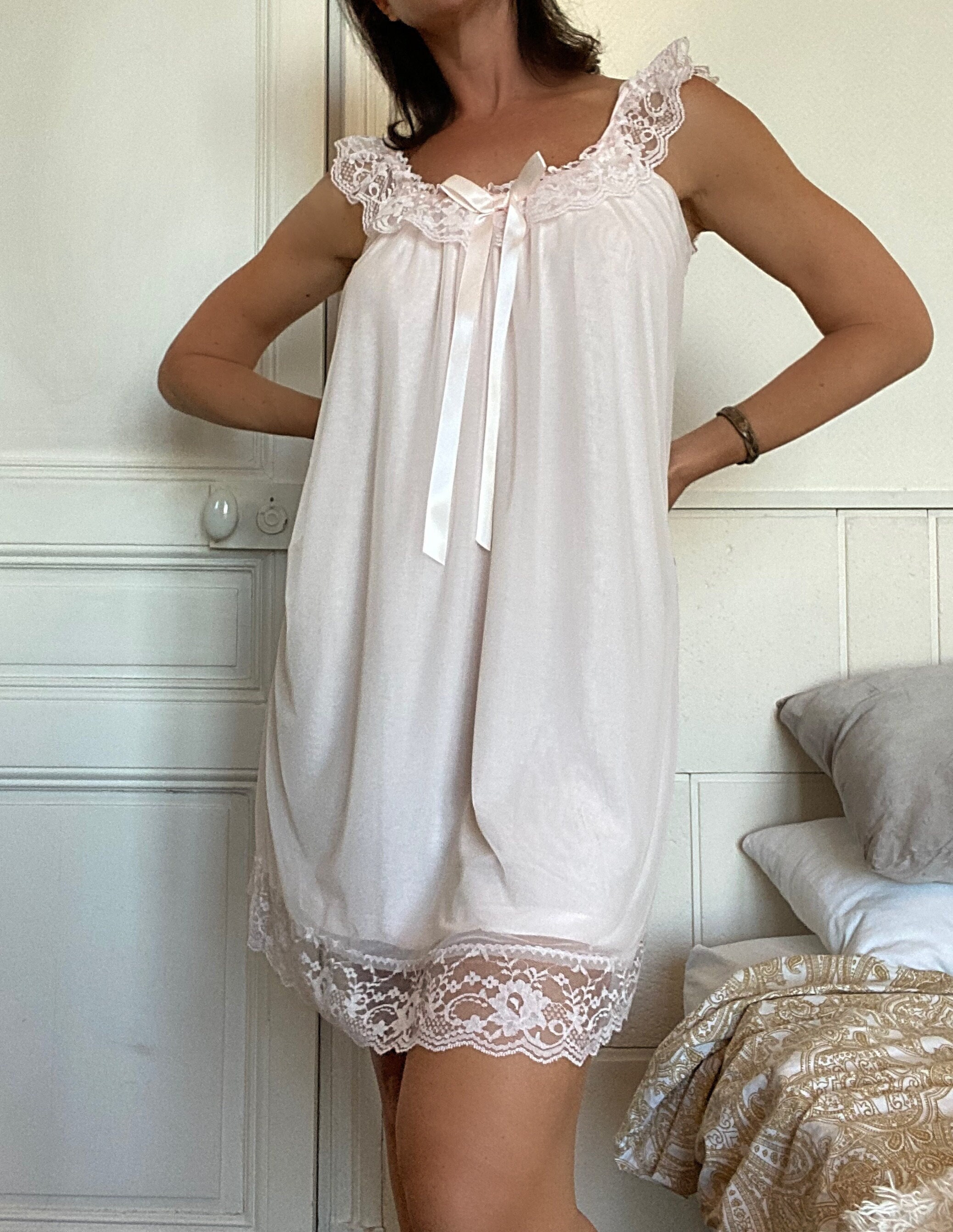 Lacey Cotton Chemise  Vintage Nightgown Renaissance Dress