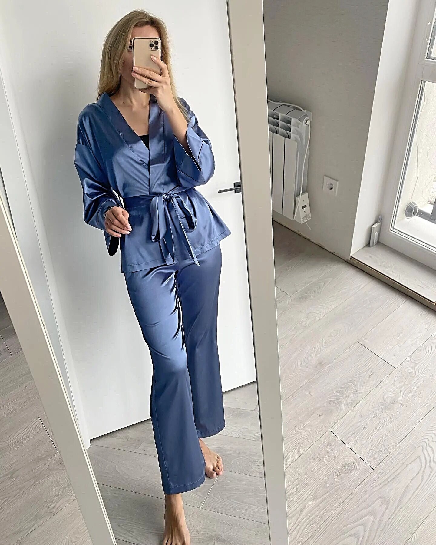 Jacquard Satin Pajamas Set 2PCS Men Sleepwear Lounge Wear Spring New  Pyjamas Shirt&Pants Casual Nightwear Home Clothes
