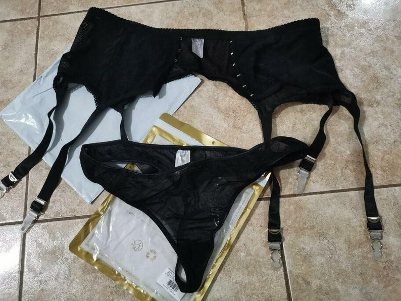 High Waist Garter Belt With Matching Thong Panty Etsy