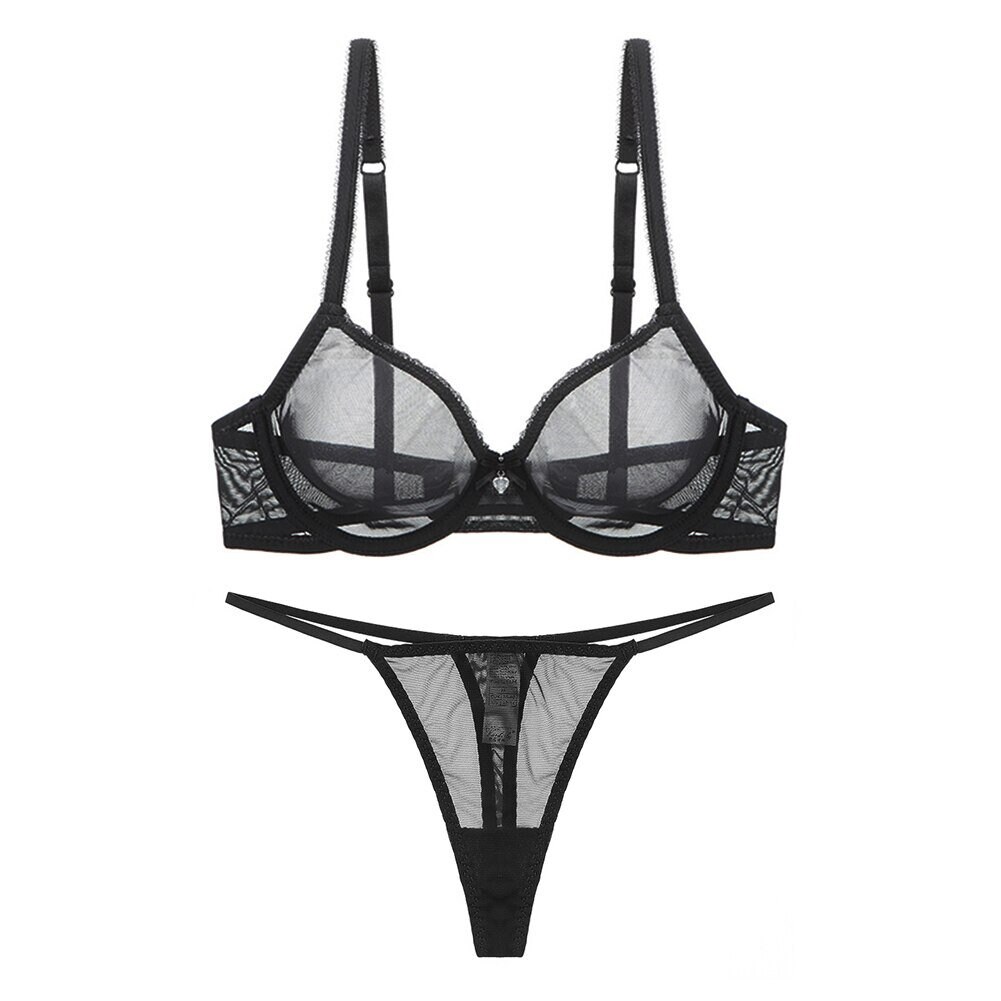 Mesh Bra With Thong Panty Set Etsy Canada