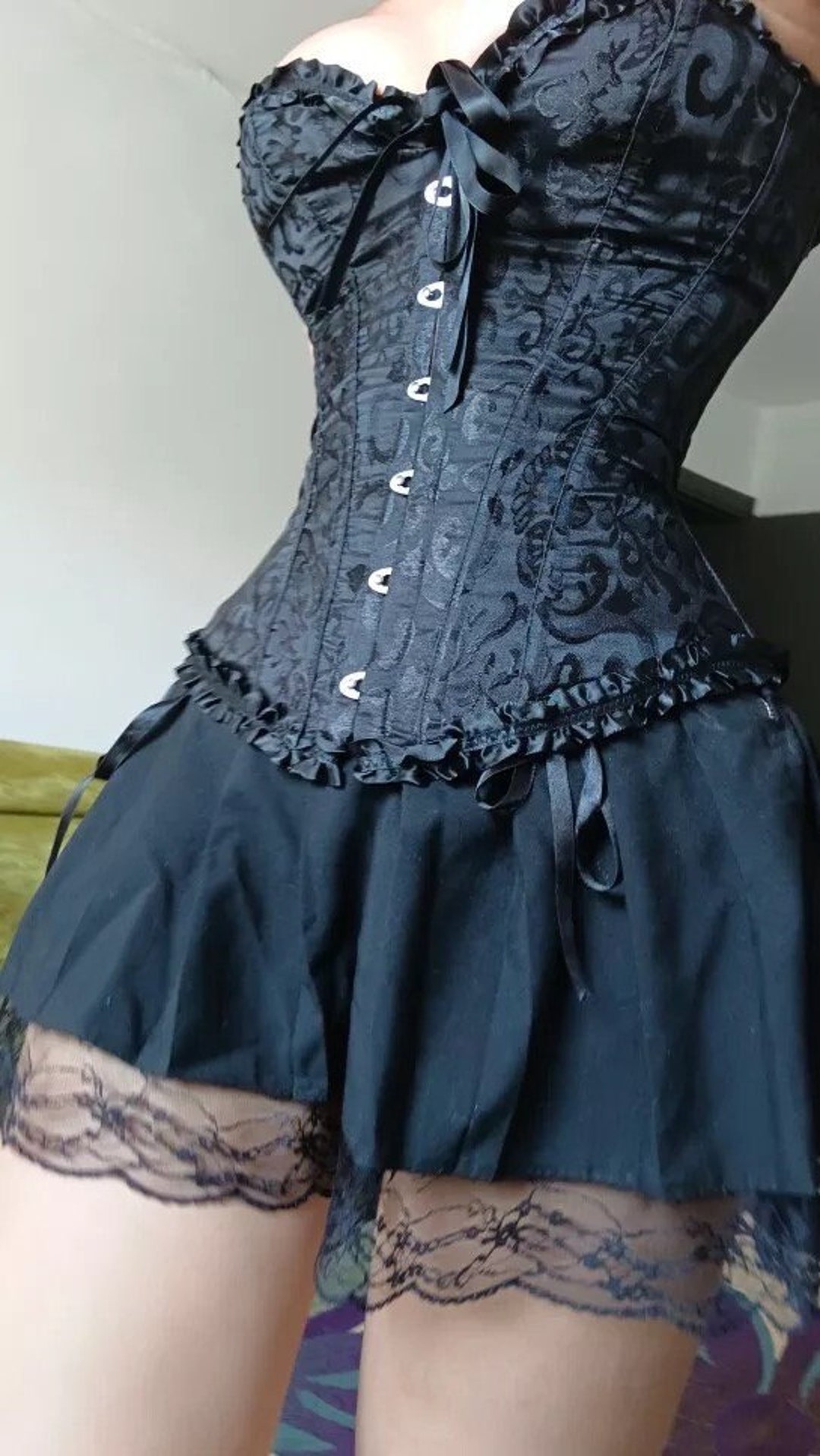 Tapestry lace up back corset