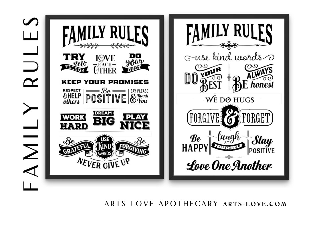 Family Rules Wall Art Print Instant Download Elegant Word Printable Inspiring Family Rules