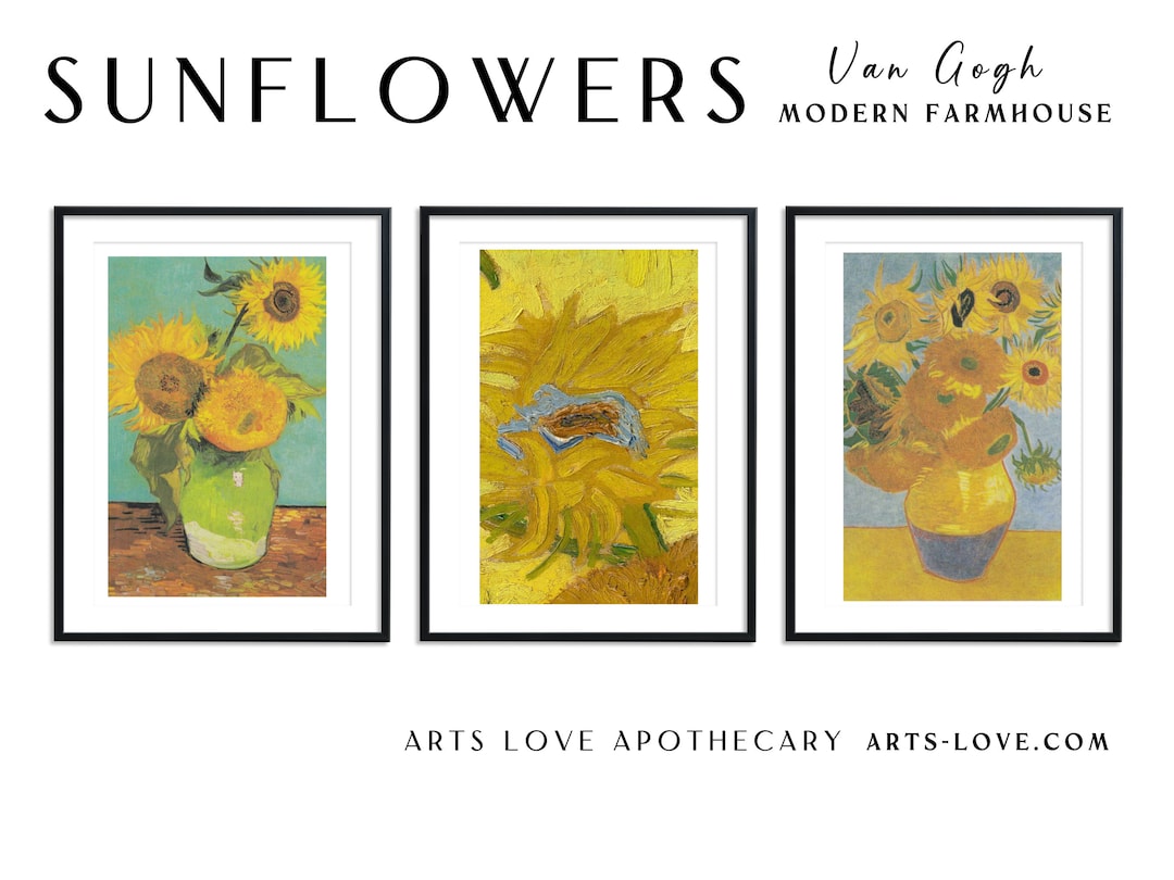 Van Gogh Sunflower Collection Instant Download Natureinspired Art Print Van Gogh 3 Piece Set