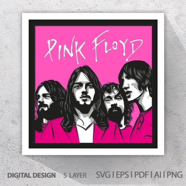 Pink Floyd, 3D Paper Cut Shadow Box Template, SVG Digital Download Files, Shadow Box SVG Digital Download Files, Lightbox