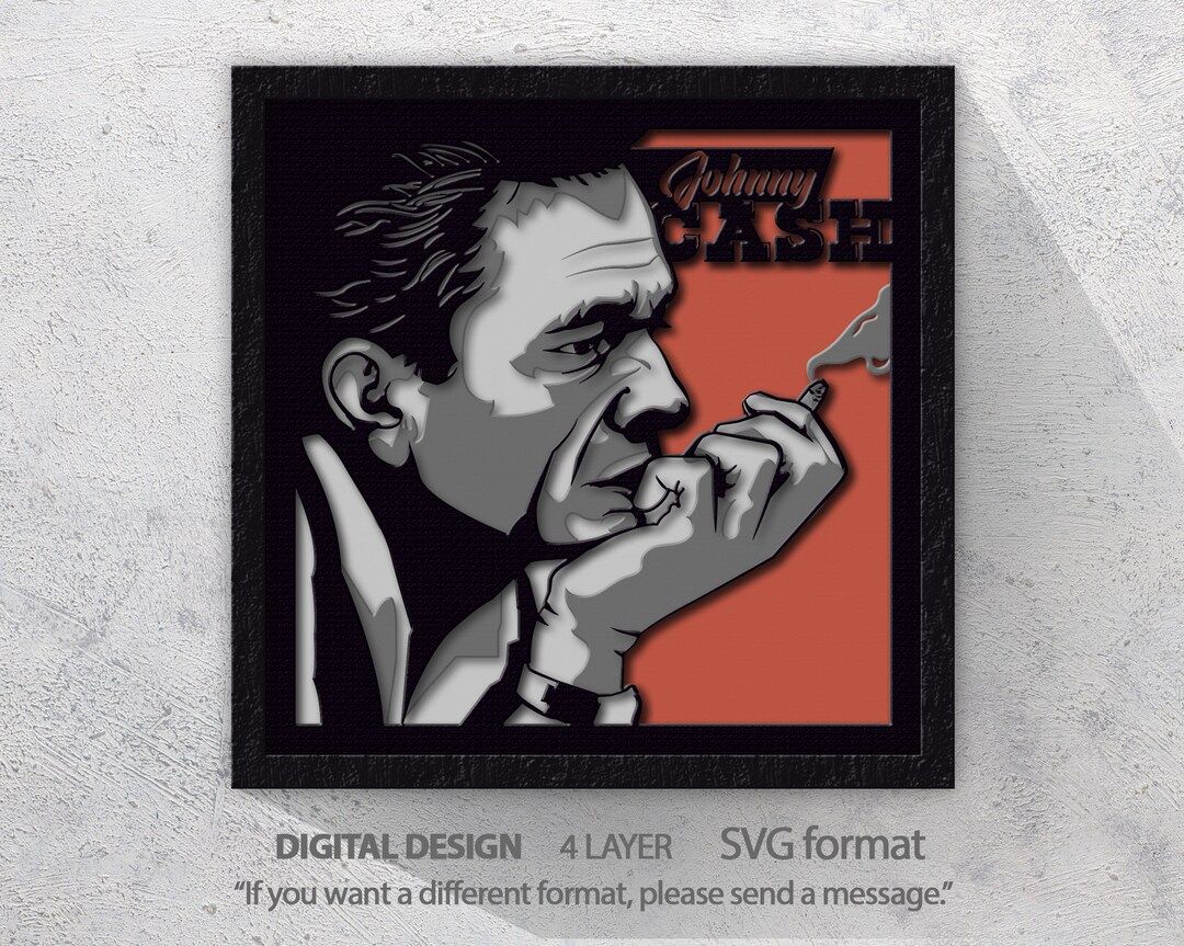 Johnny Cash 3D Paper Cut Shadow Box Template (SVG Digital Download) - Etsy