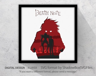 Anime SVG 3D, caja de sombras en capas, arte imprimible, Cricut