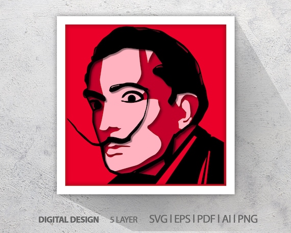 3Dサルバドール・ダリの切り絵シャドーボックステンプレート（SVG 