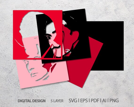 3Dサルバドール・ダリの切り絵シャドーボックステンプレート（SVG 