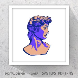 Michelangelo&#39;s David Sculpture 3D Paper Cut: Shadow Box SVG (Digital Download)