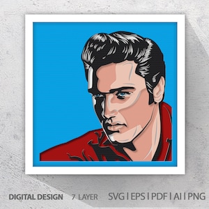 Famous Artist, King, 3D Paper Cut Shadow Box Template, SVG Digital Download Files, Shadow Box SVG Digital Download Files, Lightbox