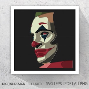 Plantilla de corte de papel para proyecto vectorial SVG de Joker Shadow Box
