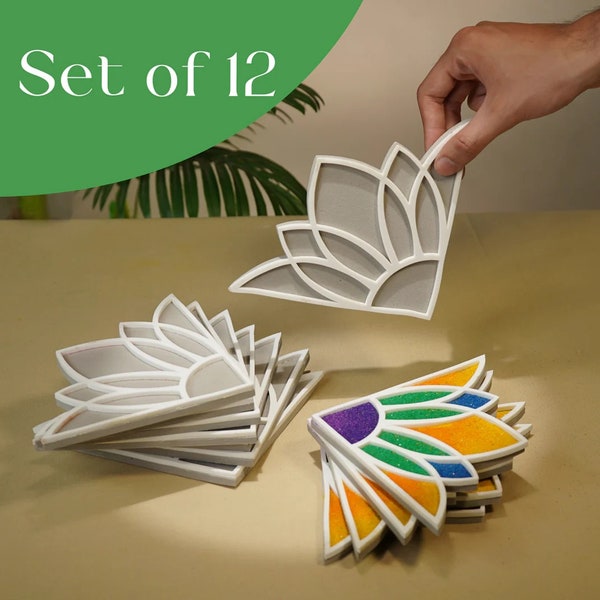 Conception de bordure Island Rangoli Suraj (Ensemble de 12)