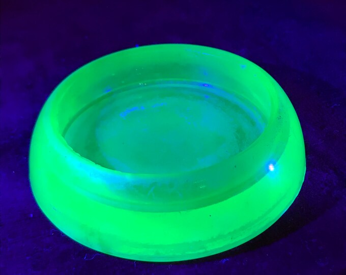 Anchor Hocking Uranium Glass Furniture Coaster Vintage Green Etsy