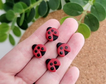 Ladybug Stud Earrings, Red Ladybug Jewelry, Summer Earrings, Polymer Clay Earrings, Gift for Mom, Gift for Friend