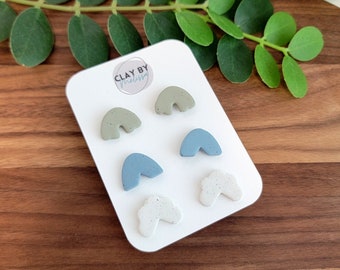 Stud Earring Set, Multi Pack Clay Arch Earrings, Gift for Minimalist, Simple Gift