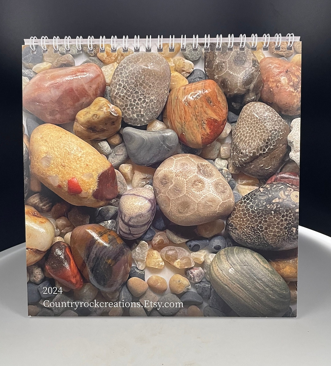 2024 Desktop Calendar Michigan Petoskey Fossil Lake Stone Etsy
