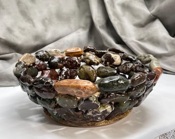 Stone Fruit Bowl | Functional Rock Decor | Kitchen Decor | Souvenir | Michigan