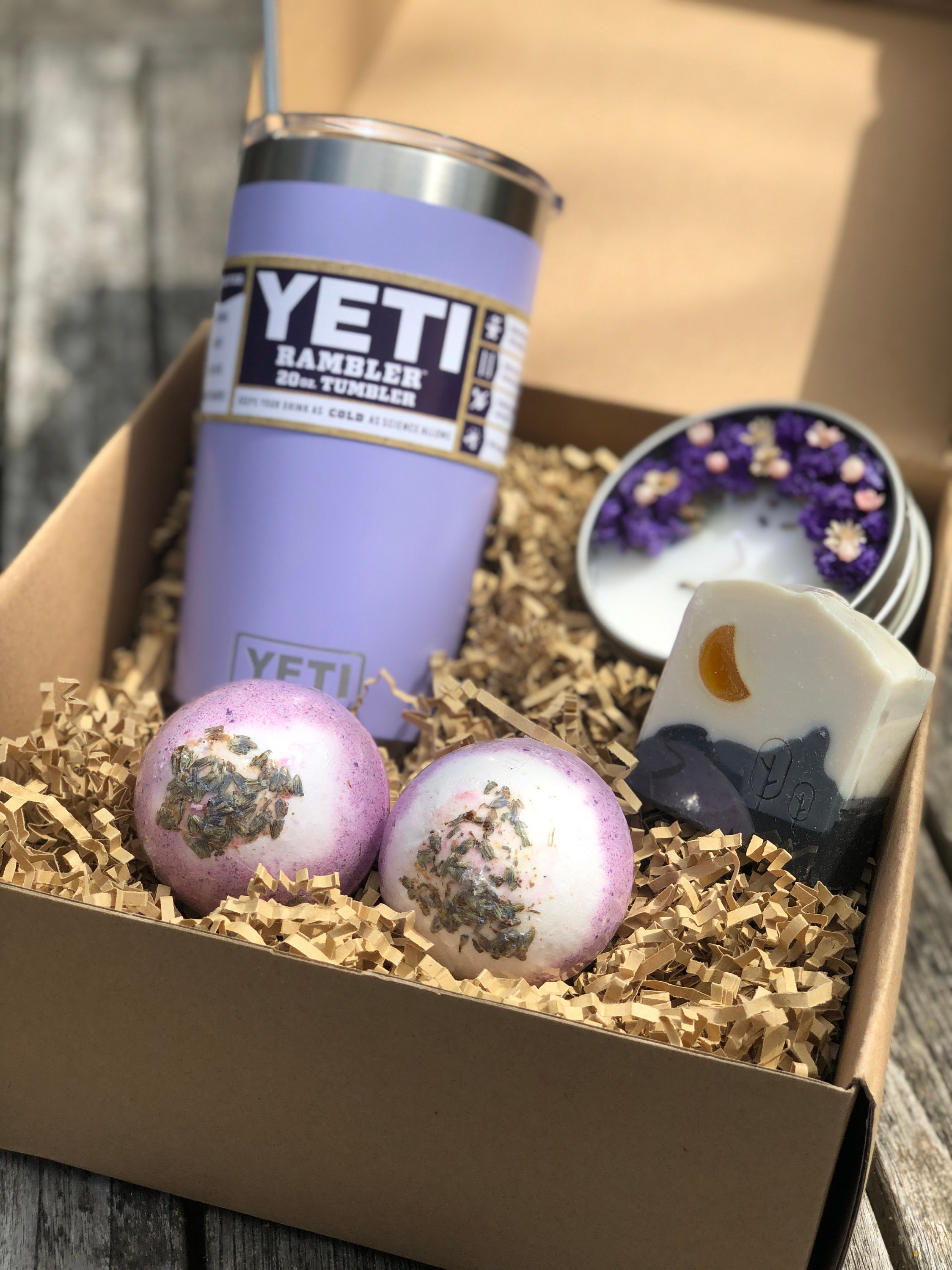 Yeti Tumbler Cosmic Lilac Lavender Pampering Bath and Body Gift Set 6 Piece  Personalized 20oz Rambler 
