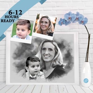 Add Loved one portrait - Loved One to photo - Add deceased love one to photo - Add love one -Portrait of deceased love one -Christmas&#39; gift