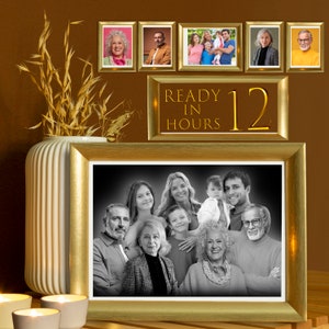 Family portrait with deceased family member, Custom Memorial Painting Gift, Loved One Portrait From Photo, Add Deceased Loved One To Photo