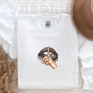  Womens Cool Leopard Lips Gift For Women Funny Shut The Fuck Up  Gag V-Neck T-Shirt : Clothing, Shoes & Jewelry