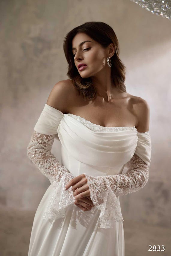 Princess Wedding Dress A-line 2025 Slit Square Neckline Long