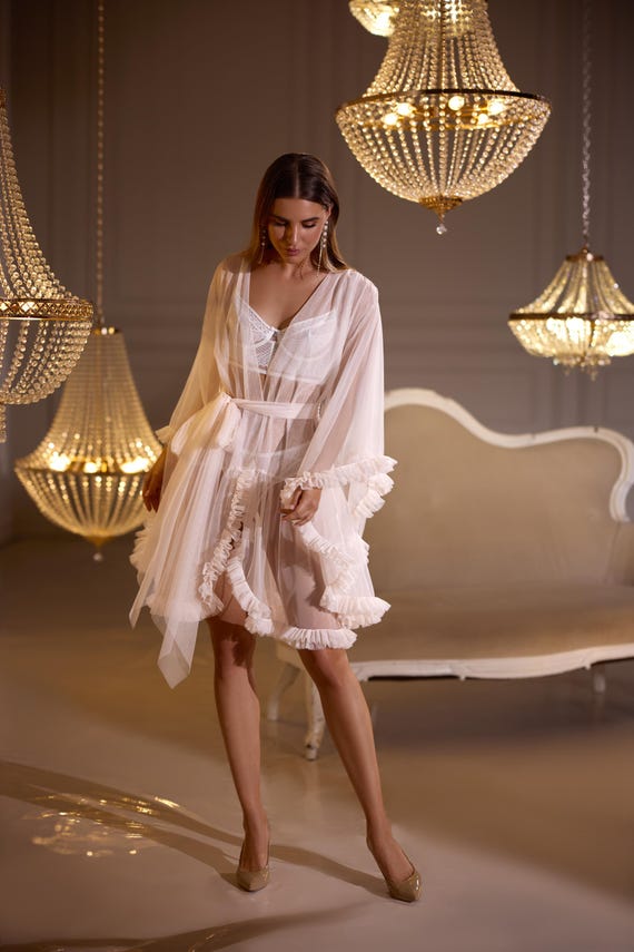 Sposa Golden Point Vestaglia Piume Vestaglia Sposa Bride Vestaglia