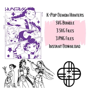 K-pop Demon Hunters SVG & PNG Bundle | 3 Anime-Style Digital Designs for Cricut and Silhouette