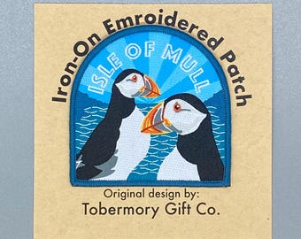 Puffin Isle of Mull Stryk-på broderad lapp