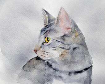 Hand Painted Custom pet portrait from a photo, watercolor dog, cat, horse painting, pet lover gift