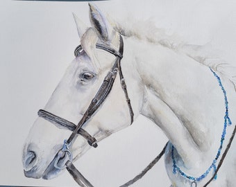 Personalizza il ritratto del cavallo da foto/pittura ad acquerello/regalo per gli amanti dei cavalli/memoriale per animali domestici/fatto a mano.