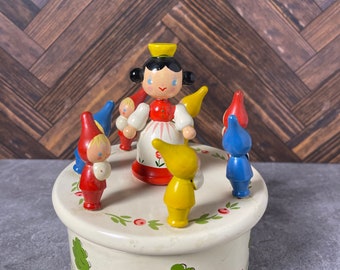 Vintage Snow White and the Seven Dwarfs Music Box - When You Wish Upon a Star, Spinning Top, 6’’ tall