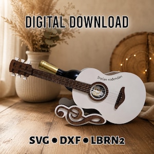 Guitar Wine Holder SVG | Laser Cut File | Bottle Holder DXF | LBRN2 Template