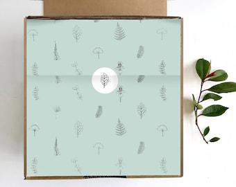 Botanical Print, Tissue Paper, Digital Download, with Thank You Stickers, Illustration, Leaf Tissue Paper, Cute Gift Wrap, Decorative Tissue
