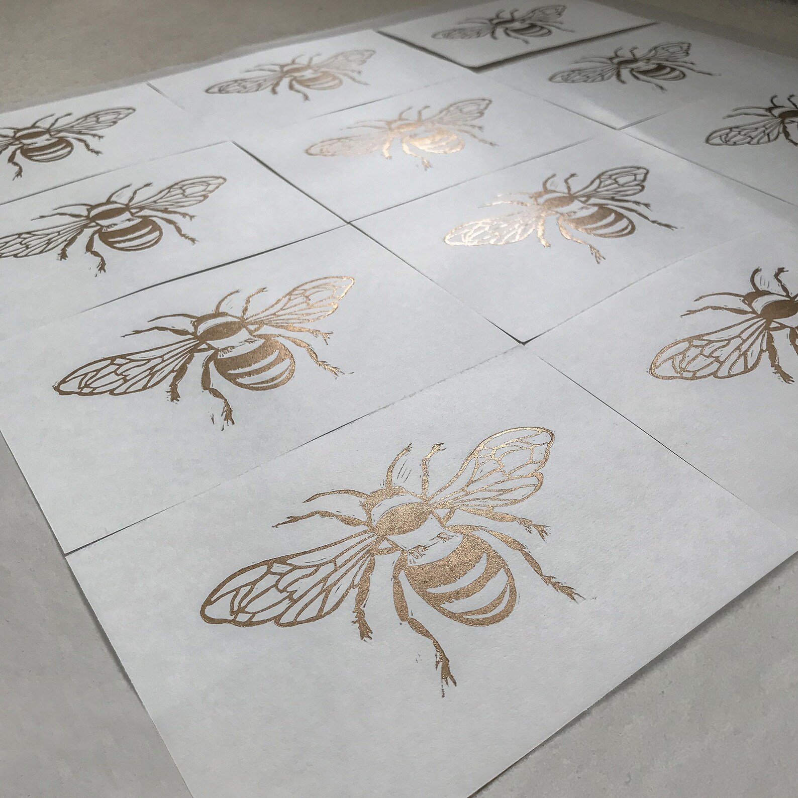 Gold Linocut Print of a Honey Bee, Signed Original Lino Print, Gift for ...