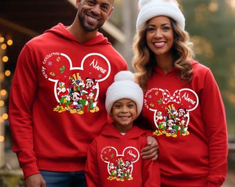 Personalized Family Christmas Hoodie: Mouse and Friends Matching Outfit | GCH 172