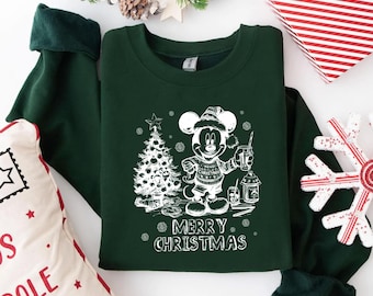 Retro Disney Mickey Mouse Christmas Sweatshirt: Holiday Pullover | CH 89