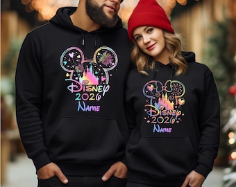 Custom Gradient Disney Family Trip Mickey Minnie Hoodie, Vacation Tee | Retro Colourful Disney Sweater, Jumper | D2026-8