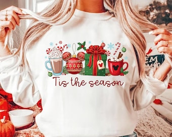 Disney Christmas Sweatshirt, Holiday Hot Cocoa Crewneck, Winter Jumper | CH 123