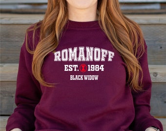 Romanoff Sweatshirt: Vintage Avengers Crewneck, Black Widow 1984